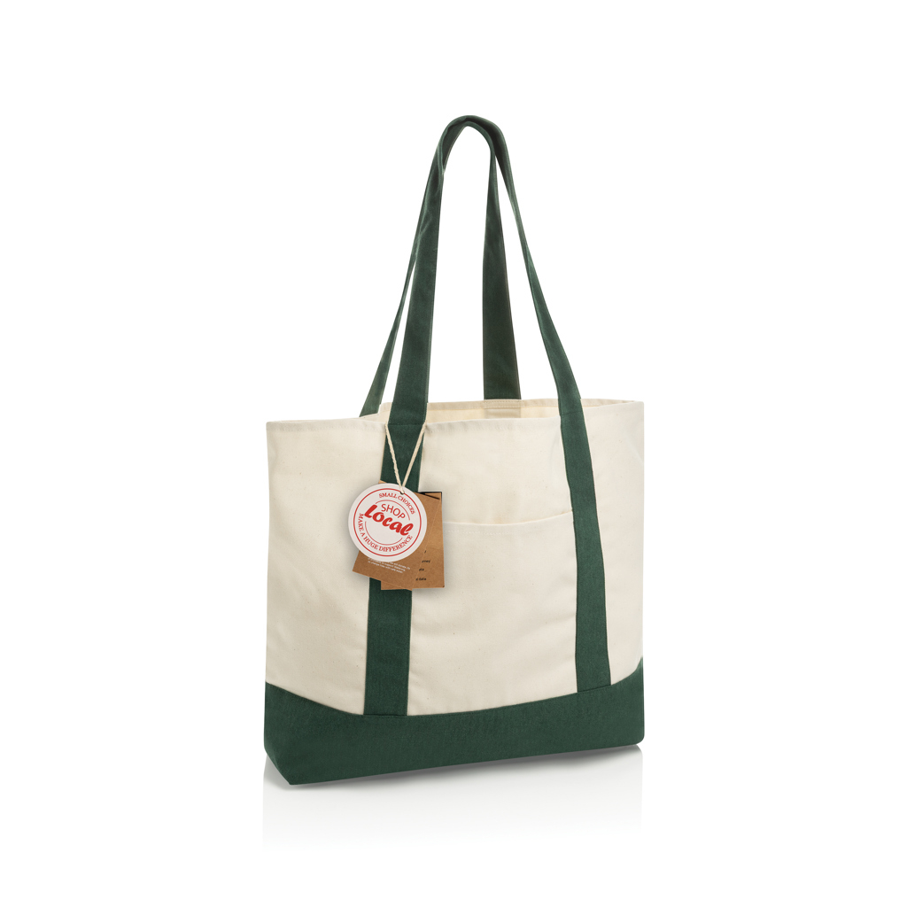 Cabas personnalisé coton recyclé 350 g/m² Shop Local Vert 